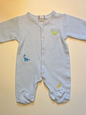 Kissy Kissy Baby One-Piece Footed Sleeper with Dinosaur Embroidery (NB)